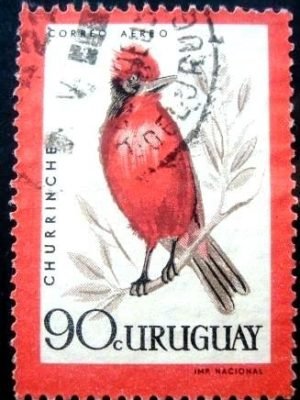 Selo postal do Uruguai de 1962 Vermilion Flycatcher