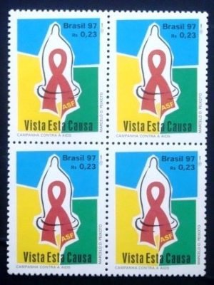 Quadra de selos postais do Brasil de 1997 AIDS
