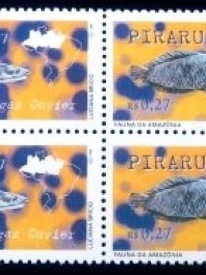 Quadra de selos postais do Brasil de 1997 Pirarucu