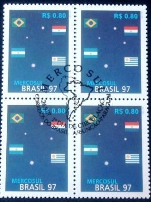 Quadra de selos postais do Brasil de 1997 Mercosul