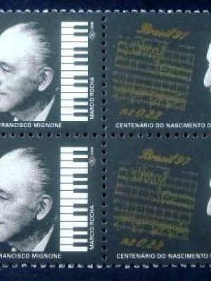 Quadra de selos postais do Brasil de 1997 Francisco Mignone