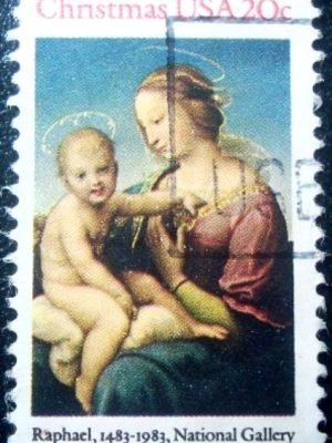 Selo postal dos Estados Unidos de 1983 Niccolini-Cowper Madonna by Raphael