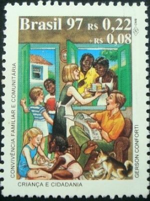 Selo postal do Brasil de 1997 Convivência Familiar