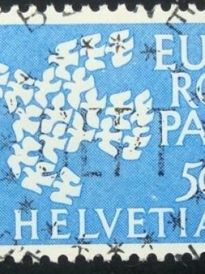 Selo postal da Suiça de 1961 Doves