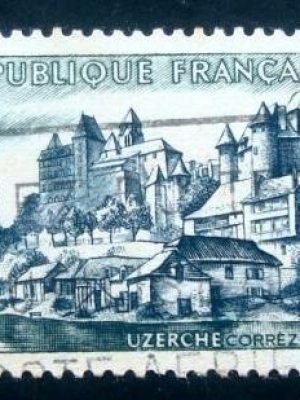 Selo postal da França de 1955 Uzerche