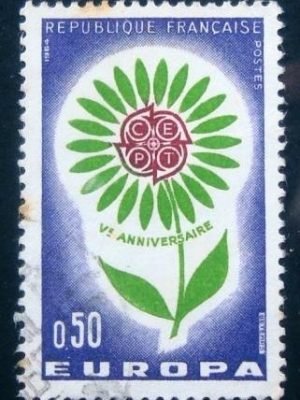Selo postal da França de 1964 Flower 50 U