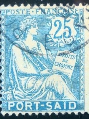 Selo postal da França 1902 Port Said Type Mouchon 25