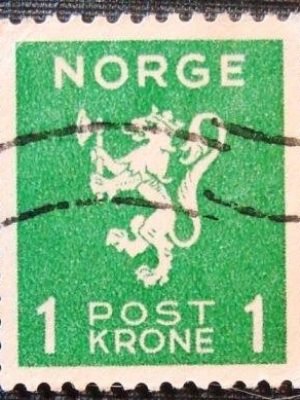 Selo postal da Noruega de 1940 Lion type Crown values 1