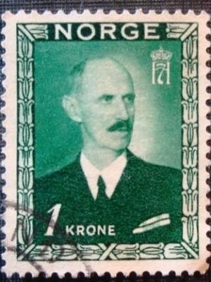 Selo postal da Noruega de 1946 King Haakon VII 1