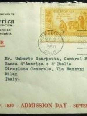 FIRST DAY COVER dos Estados Unidos de 1950 Bank of America