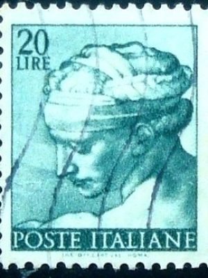 Selo postal da Itália de 1961 Head of the Libyan Sibyl