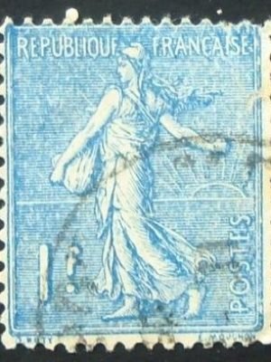Selo postal da França de 1926 Semeuse lignée 1