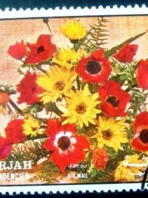 Selo postal do Sharjah de 1972 Anemone