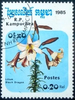 Selo postal do Cambodja de 1995 Black dragon