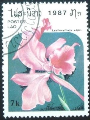Selo postal do Laos de 1987 Cyclamen persicum