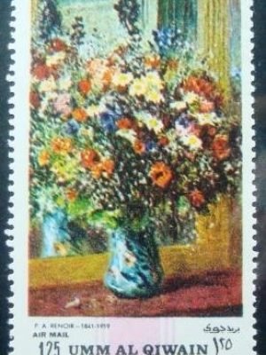 Selo postal de Umm Al Qiwain de 1968 Flowers by Renoir