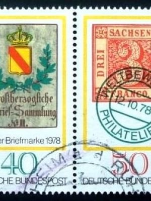 Se-tenant da Alemanha de 1978 Posthouse Shield 1850 3pf. stamp of Saxony