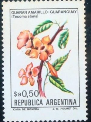 Selo postal da Argentina de 1984 Guaran amarillo