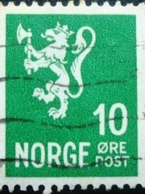 Selo postal da Noruega de 1940 Lion type II 10