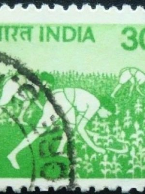 Selos postal da Índia de 1982 Harvesting Maize