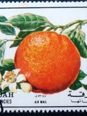 Selo postal de Sharjah de 1972 Orange