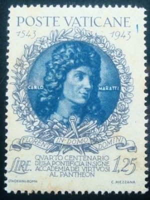 Selo postal do Vaticano de 1944 Charles Maratti