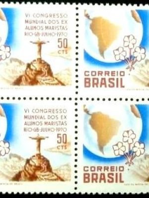Quadra de selos postais do Brasil de 1970 Alunos Maristas