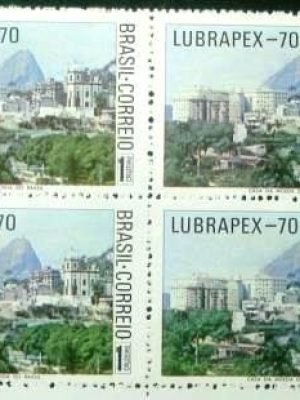 Quadra de selos postais do Brasil de 1970 LUBRAPEX 1 M GC