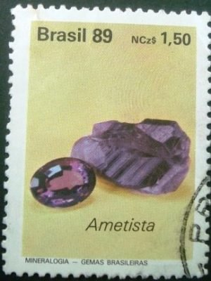 Selo postal do Brasil de 1989 Ametista