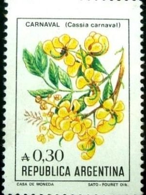 Selo postal da Argentina de 1985 Flor de Carnaval