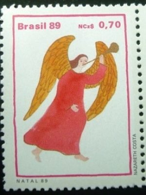 Selo postal do Brasil de 1989 Anjo N