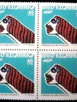 Quadra de selos postais do Brasil de 1972 Carranca São Francisco