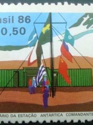 Selo postal do Brasil de 1986 Estação Comandante Ferraz M