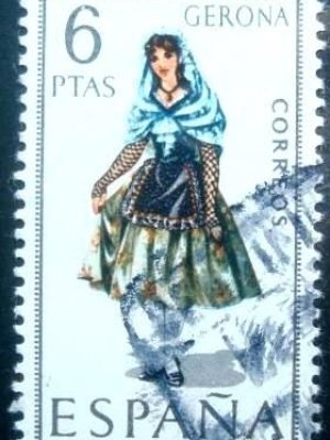 Selo postal da Espanha de 1968 Trajes Regionais Gerona