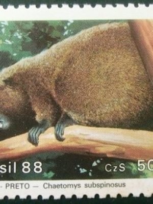 Selo postal do Brasil de 1988 Ouriço Preto N