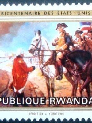 Selo postal da Ruanda de 1976 Surrender at Yorktown