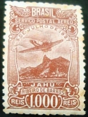 Selo postal do Brasil de 1933 Jahu Ribeiro de Barros - A30N