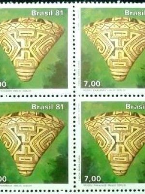 Quadra de selos do Brasil de 1981 Tanga Marajoara