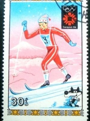 Selo postal da Mongólia de 1984 Cross-country skiing