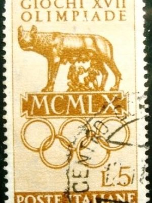 Selo postal da Itália de 1960 Games Emblem