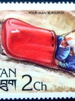 Selo postal do Bhutan de 1976 4-men Bobsleigh