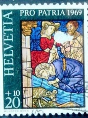 Selo postal da Suíça de 1969 Berne Cathedral
