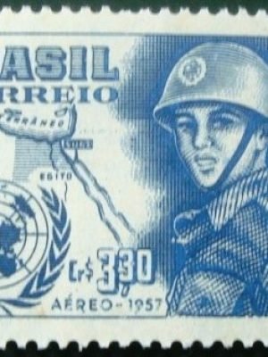 Selo postal do Brasil de 1957 Canal de Suez