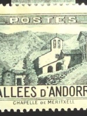 Selo postal da Andorra Francesa de 1932 Church of Meritxell 1 N