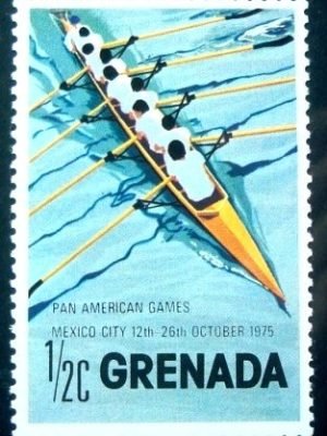 Selo postal de Grenada de 1975 Rowing eight