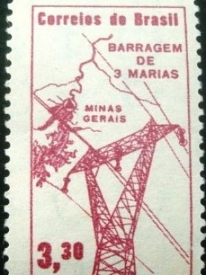 Selo postal do Brasil de 1961 Barragem Três Marias