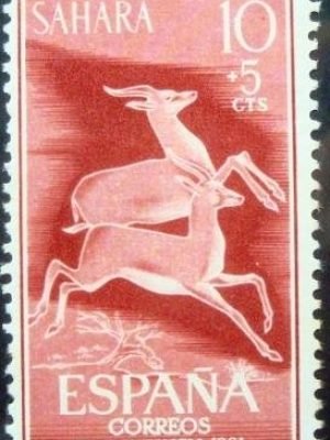 Selo postal do Sahara Espanhol de 1961 Dorcas Gazelle 10+5