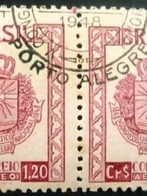 Par de selos postais AÉREOS do Brasil emitidos em 1948 - A 70 MCC