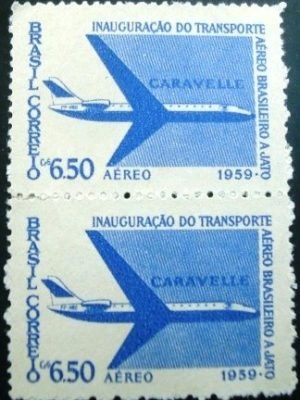 Par de selos postais AÉREOS do Brasil emitidos em 1956 - A 89 N