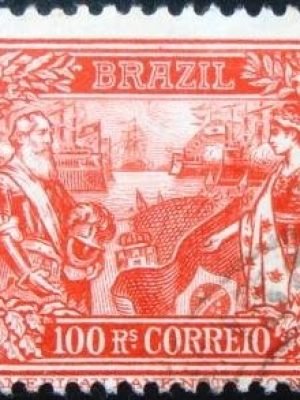 Selo postal do Brasil de 1908 Abertura dos Portos